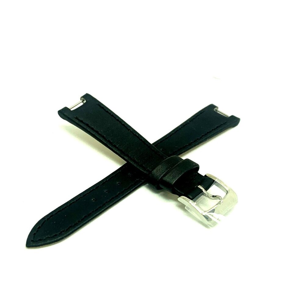 Raymond Weil Black Leather Watch Strap with Silver Buckle